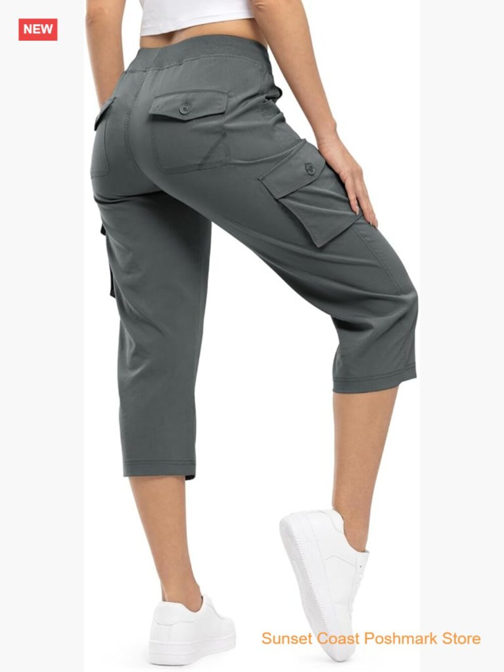 Womens Cargo Capris Lightweight Hiking Pants 6 Pockets Quick Dry Casual Outdoor